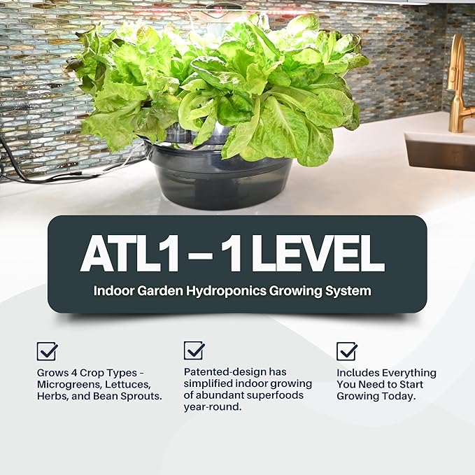 ATL1 Hydroponic Growing System Kit Garden Indoor Tabletop Garden Planter Tower with Self Watering &amp LED Light - Hydroponic Microgreens Lettuce Herbs Sprouts in Your Home &amp Kitchen