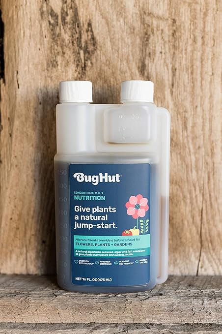 BugHut Nutrition Natural Fish Fertilizer for Plants with Seaweed - Nourishing Plant Food Packed with Micronutrients - Organic Fertilizer for Flowers Vegetables and Indoor Plants - 16 fl oz