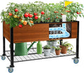 Raised Garden Bed with Legs and Wheels Self-Watering Planter Box 48x24x30 in Elevated Raised Bed with Drainage Hole Built to Withstand Sun Rain and Wind for Up to 2 Years