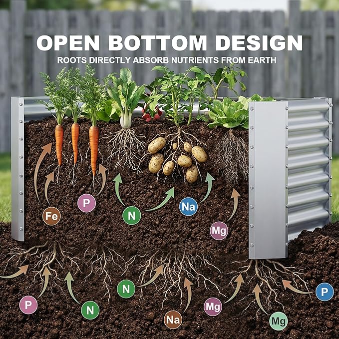 AHEONLAR 3 Pack 4×2×2ft Galvanized Raised Garden Beds Rectangle Durable Planter Boxes Outdoor for Vegetables Fruits Flowers and Plants Quick Assembly Silver