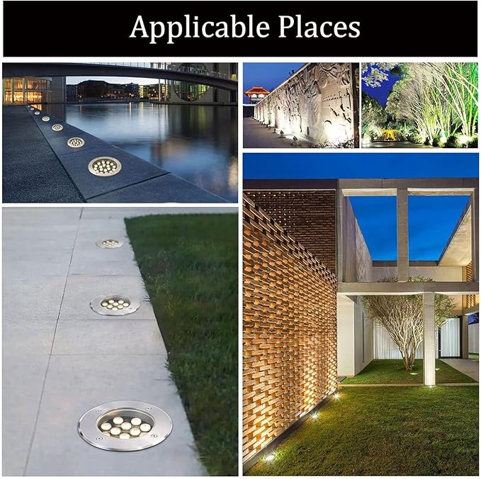 Round Courtyard Underground Spotlight - Outdoor Ground Landscape Light LED Recessed Ground Spotlights IP65 Low Voltage LED Underground Light for Garden Square Pathway Villas Lawn Terrace