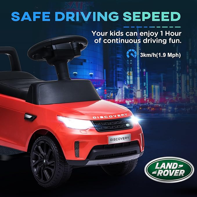 Qaba Land Rover Licensed 6V Ride on Push Car 2 in 1 Sliding Car Battery Powered Electric Car for Kids with Headlights Music Horn for 18-60 Months Red