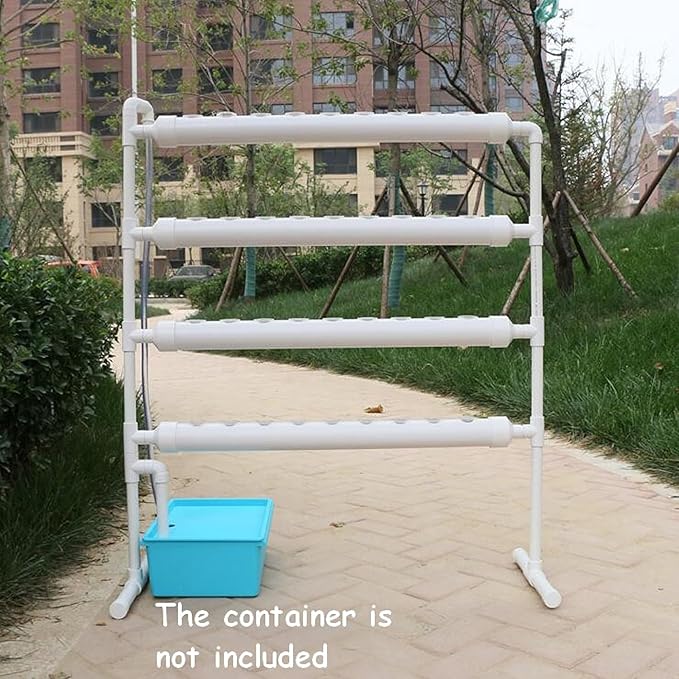 Hydroponic Growing System 36 Plant Site Hydroponics Gardening Grow Vertical 4 Pipes Planting System with 110V Water PumpPlanting Sponge and Hose for Vegetable Cultivation