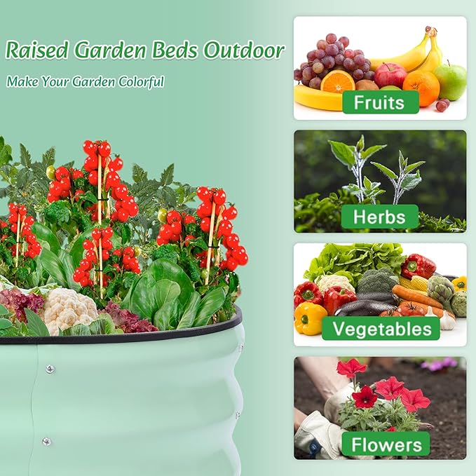 Galvanized Raised Garden Bed Kits Outdoor Metal Raised Planter Bed for Vegetables Flowers Ground Planter Box-Olive Green 46.5 x 23.6 x 11.8 in