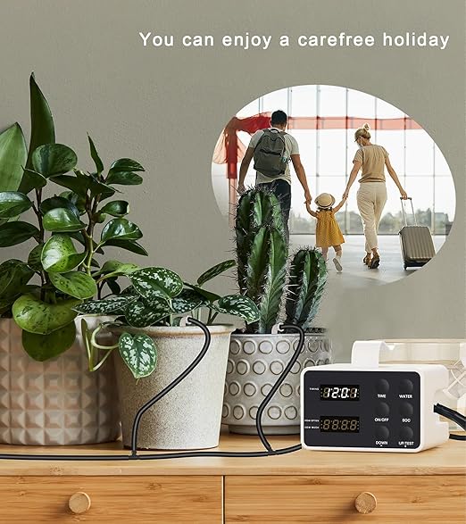 Automatic Plant Watering System Indoor Self Watering Device with Large Display for 15 Potted Plants Drip Irrigation System for Vacation