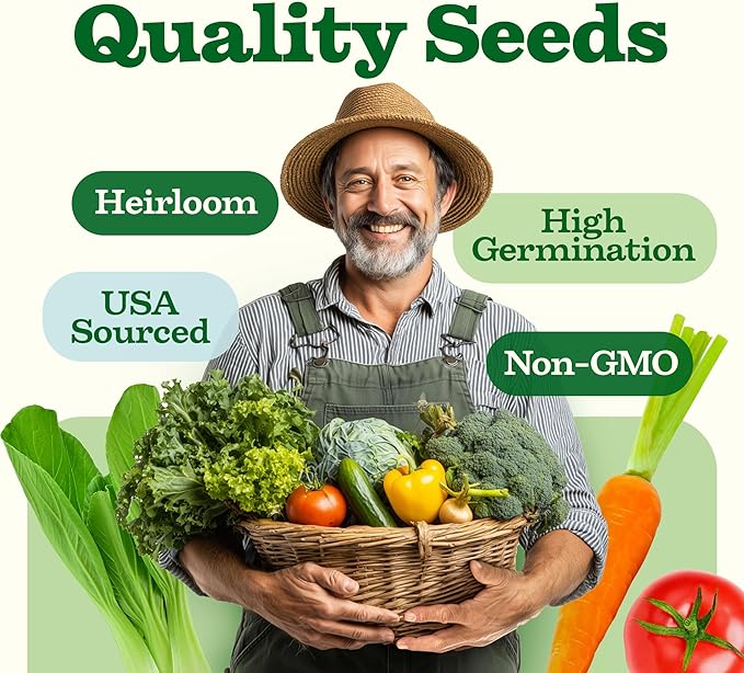 HOME GROWN 55 Vegetable Seeds Pack 28000+ Non-GMO Heirloom Seeds for Planting Vegetables Survival Seed Vault Garden Kit for Spring Fall Winter Gift for Gardeners