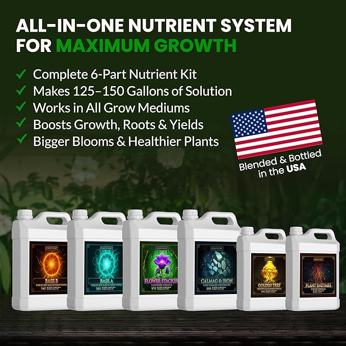 Humboldts Secret Starter Kit Pack XL | Indoor and Outdoor Plant Fertilizer and Hydroponic Nutrients | Base A &amp B CalMag and Iron Golden Tree Flower Stacker Plant Enzymes | Complete Garden Syst