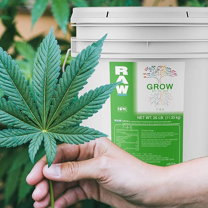 RAW All in One Grow Fertilizer 25lb | Water Soluble Plant Food for Hydroponics Soil &amp Indoor Plants All Purpose Nutrients for Vegetative Growth Garden &amp Vegetable Fertilizer