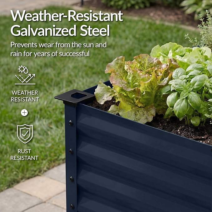 Best Choice Products 48x24x30in Galvanized Raised Garden Bed Metal Elevated Planter Box Vegetable Garden for Backyard Patio Balcony - Navy Blue
