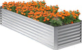 8x2x2FT Galvanized Raised Garden BedPlanter Raised Beds-Metal Garden BoxLarge Plant for Outdoor Planting Vegetables BedFlowerherb-Silver