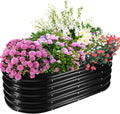17 Tall Elevated Oval Metal Raised Garden Bed - 4ft x 2ft in Size and 0.8MM Thick Durable Planter Bed/Box for Vegetables Flowers Succulent at Patio/Garden Outdoor (Black 4X2X1.4 FT)