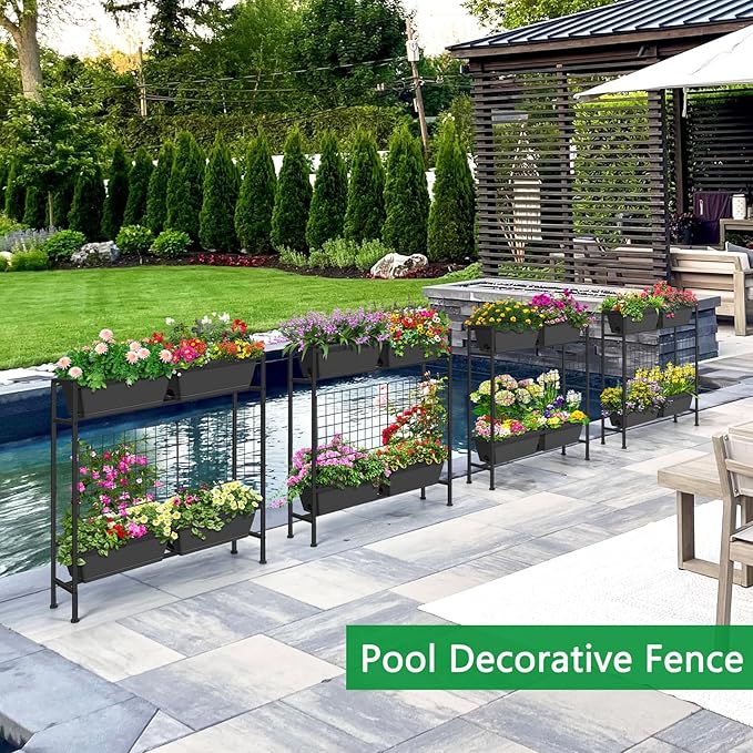 Raised Garden Beds with Legs Elevated Garden Planter Boxes with Trellis Raised Flower Boxes Patio Balcony Herb Garden Planter Beds Outdoor for Flowers Vegetables Gray