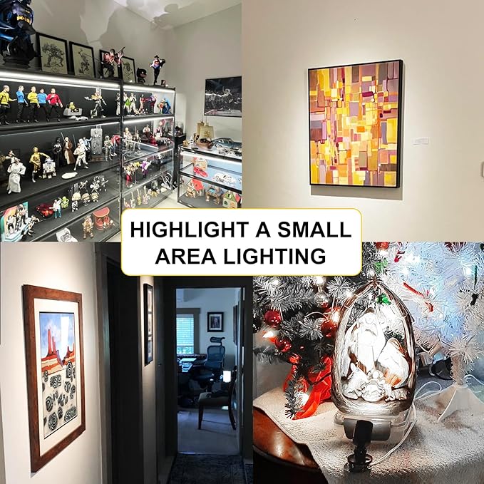 LED Mini Spot Light 6PCS 1.5W 5V Dimmable Spotlight Accent Lights for Artwork Display Jewelry Showcase Museum Cabinet Retail Store Lighting (6400K Daylight)