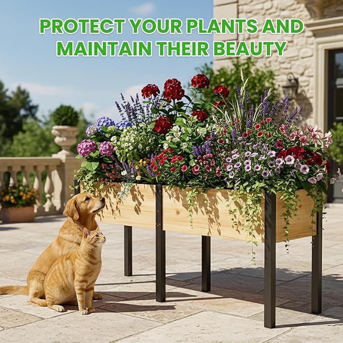 DoCred Raised Garden Bed 70.9 x 22.8 x 31.5 Large Elevated Wooden Horticulture Planter Box with Metal Legs Standing Growing Bed Planter for Gardening Balcony Backyard Patio
