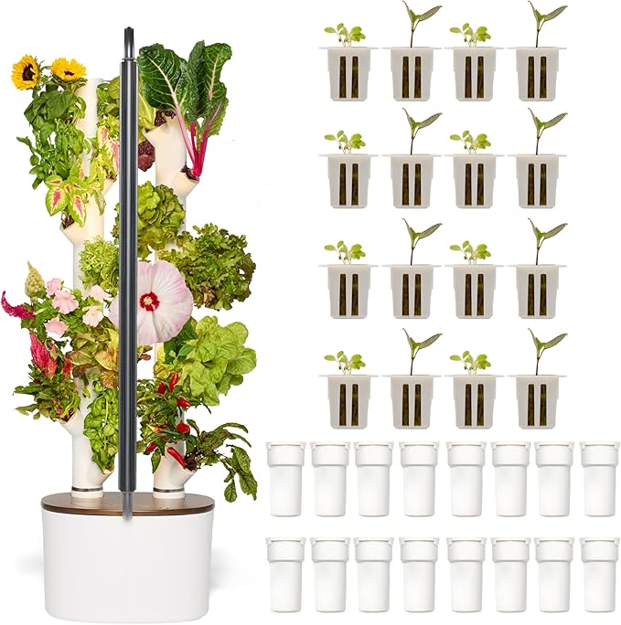 New &amp Improved! Gardyn Studio 2 Hydroponics Growing System - 16 Non-GMO Plants Herbs Vegetables - Smart Tower - Hydroponic Herb Garden Planter Indoor Kit - Indoor Gardening System w/Grow Lights