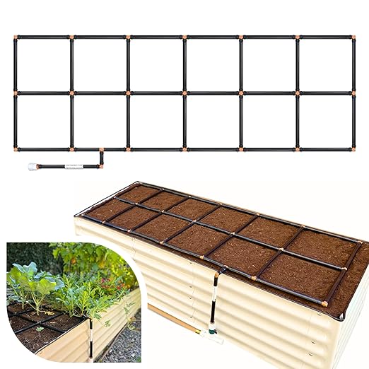Garden Grid Watering System | Raised Garden Bed Drip Irrigation System – But Better | Pre-Assembled Waters Every Plant Evenly 1-Minute Setup | Square Foot Gardening Grid | US-Made (Standard 2x6)