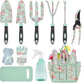 Garden Tools Set Carsolt 11 Pcs Heavy Duty Floral Gardening Tools Kit with Non-Slip Rubber Handle Special Gardening Gifts for Women Birthday Box