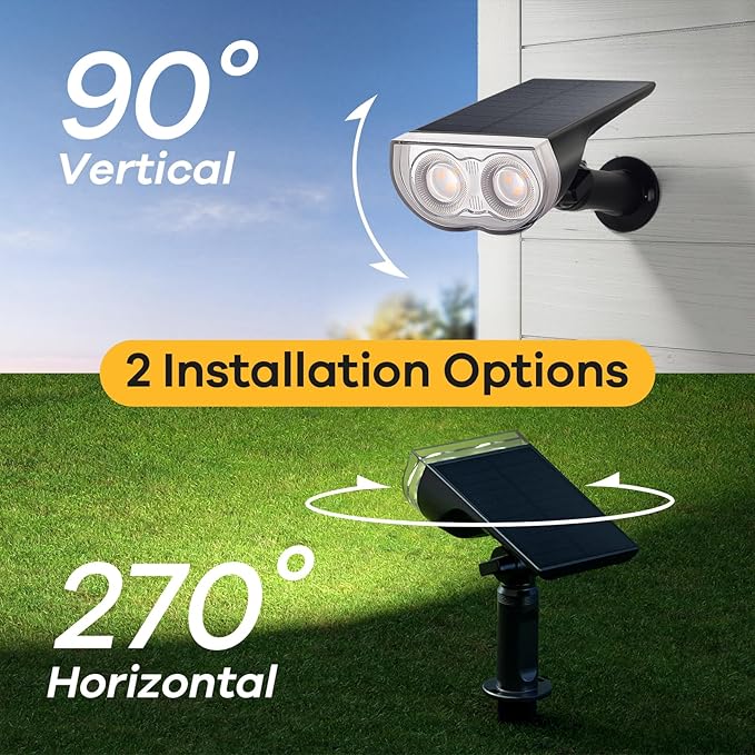 Consciot Solar Spotlights Outdoor Daylight IP67 Waterproof 2-in-1 Solar Spot Lights Durable Christmas Decorations Lights for Garden Yard Pathway Driveway Porch Walkway Auto On/Off 6 Pack