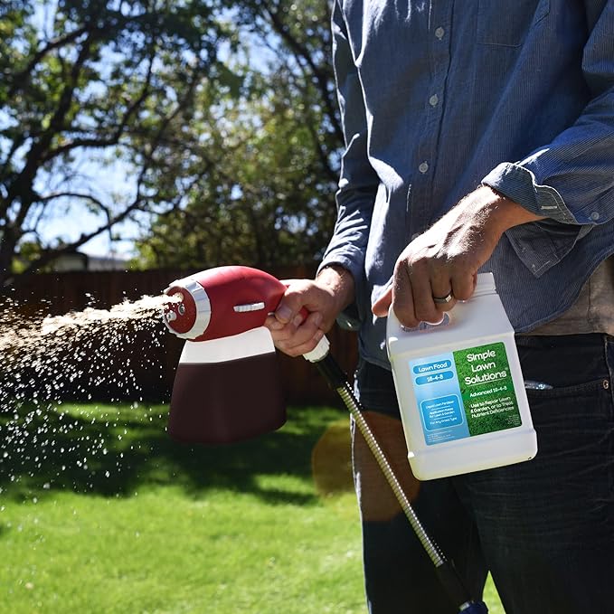 Advanced 16-4-8 Lawn Fertilizer - Liquid Lawn Food Spring &amp Summer Concentrated Spray - Any Grass Type- Fish and Seaweed Kelp- Balanced NPK - Simple Lawn Solutions (1 Quart)
