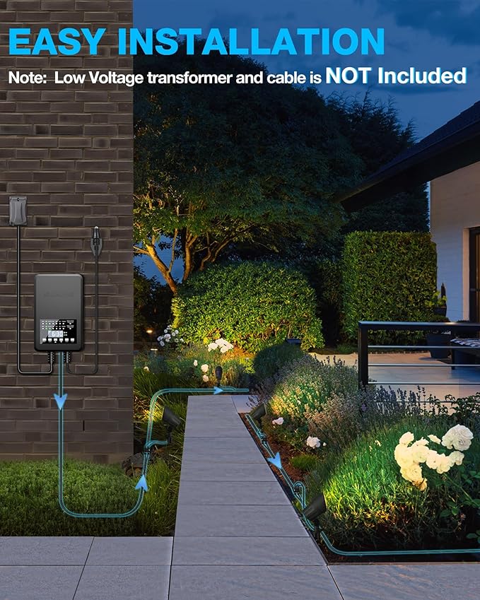 SUNVIE 6W LED Landscape Lights Low Voltage Landscape Lighting with Connectors Warm White Landscape Spotlights Outdoor 12-24V Waterproof Yard Garden Lights Wired Tree Wall Landscape Spotlights 8 Pack