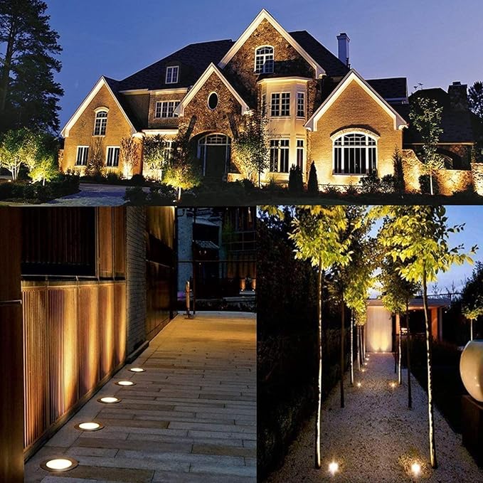 Outdoor Recessed Ground Light COB Round Embedded Underground Light IP66 Waterproof LED Garden Landscape Lights for Pathway Patio Bridge Driveway Decorative Spotlight AC85-110V