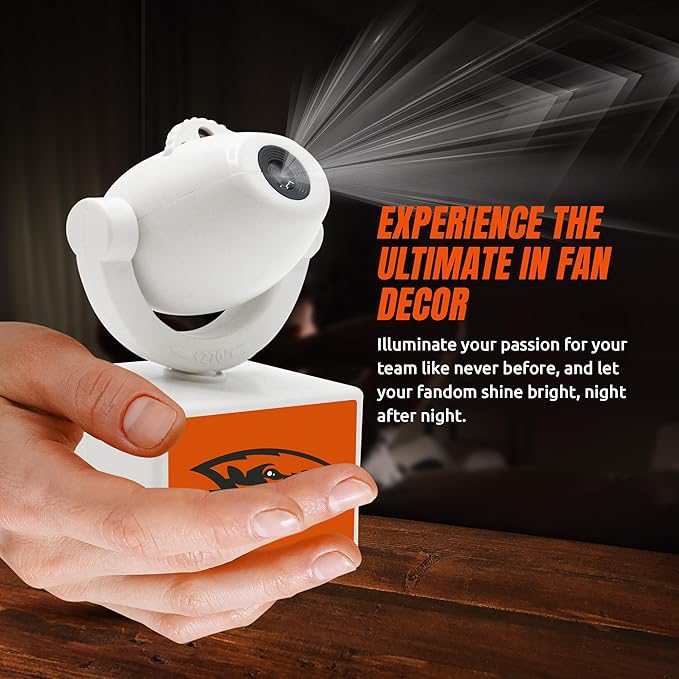Sporticulture NCAA American Football Oregon State Beavers - Adjustable Led Mini Spotlight Projector with 6 Team Logo Designs - Portable &amp Rechargeable Spotlight - Battery-Operated - 4.375” x 3.125