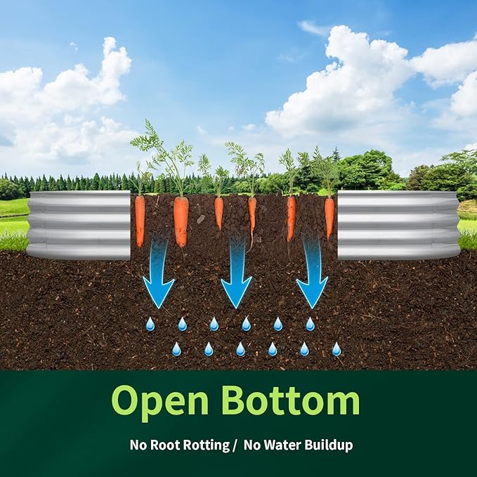 Galvanized Raised Garden Bed Oval Bottomless Planter Boxes Outdoor Metal Garden Bed for Vegetable Fruits Flowers Grass Herb 6x3x1 FT