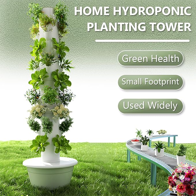 Hydroponic Growing System Aeroponic Hydroponic Tower Hydroponic Germination Kit Indoor Vertical Tower System Kit for Green Vegetables and Fruits36 Holes