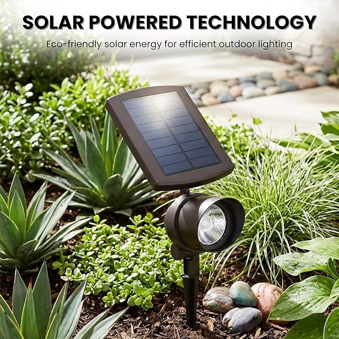 Energizer Solar-Powered Spot Light for House - 2 Pack 45 Lumen Die-Cast Aluminum IP65 Waterproof &amp Weatherproof LED Solar Lights for Outside Lighting with Cool White Light Uplights for Trees