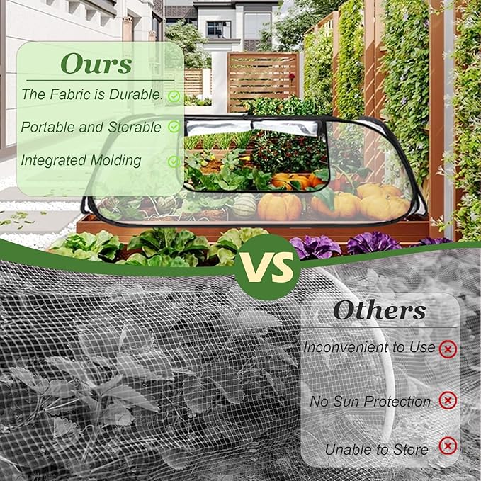 Garden Row Accelerator Plants Cover 45 x 22 x 16 Garden Covers for Raised Beds Waterproof Insect Bird Barrier Plant Net Cage for Protecting Fruits Vegetable Seedlings Row (2 Pcs)