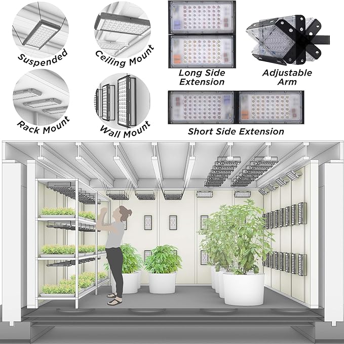 ECRU Grow Light for Indoor Plant 400W (Pack of 2 x 200W) LED Plant Light Panel with Red &amp Blue Bulbs for Seedling Vegetation and Flowering
