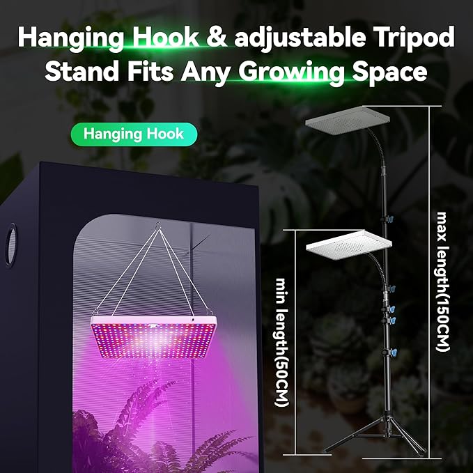 LED Grow Lights for Indoor Plants Full Spectrum with UV&ampIRBloom Veg Modes Remote Control 63 Height Adjustable Tripod Stand Hanging Hook for Hydroponics Bonsai Seedlings dimmable Timer Function