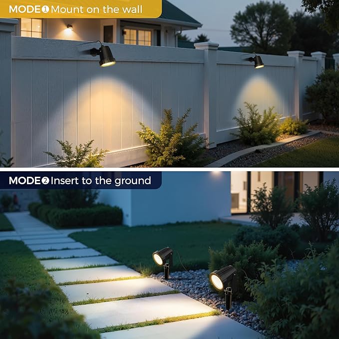 L LOHAS LED 12W Dusk to Dawn Outdoor Lighting Auto On/Off 3000K Landscape Outdoor Spotlight IP66 Waterproof Plug in Spot Lights for Yard Garden House Pathway Plant(2 Pack)