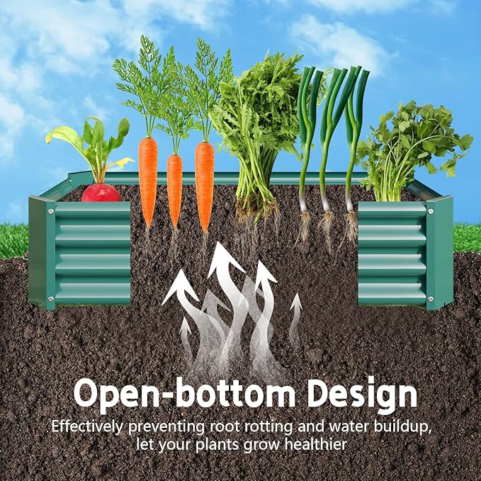 Metal Raised Garden Bed Outdoor Galvanized Raised Garden Bed 4×2×1ft Rectangle Planter Raised Beds Raised Planter Box for Gardening Vegetables Flowers and Herbs Green