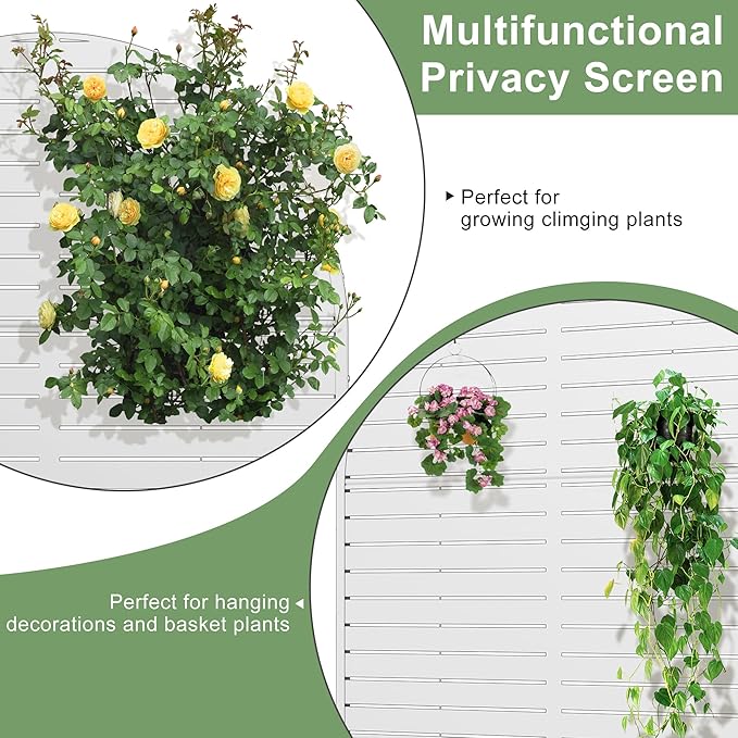 Casaphoria Metal Raised Garden Bed with Trellis and Wheels 72x35x16 Arched Planter Box for Climbing Plants Vegetables &amp Vines Features Drainage Holes and Privacy Screen (White-Louvered)