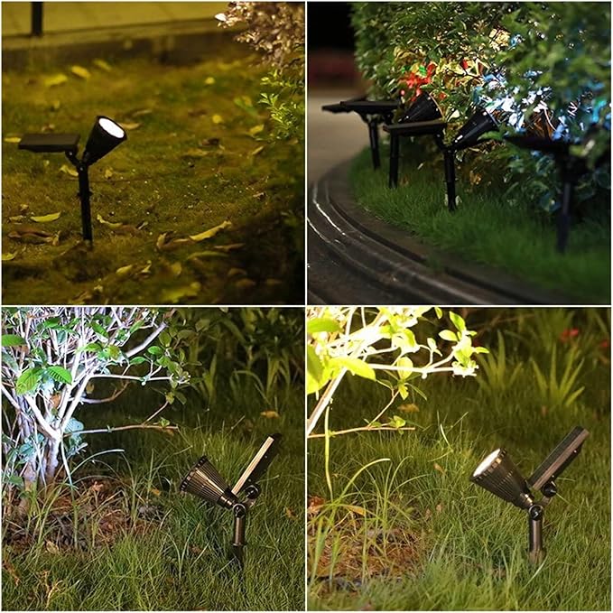 7/4LED Solar Lawn Lights Outdoor Landscape Spotlights Ip65 Waterproof Upgraded Solar Powered Highlighted Wall Lamp(B1-4LED-White)