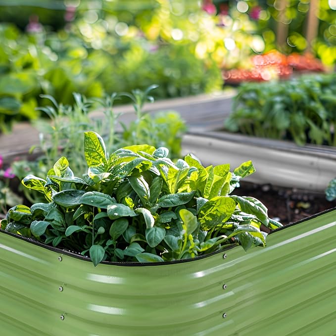 VASGOR 17 Tall Metal Raised Garden Bed 9-in-1 Modular Design 8ft x 2ft Aluzinc Planter Box for Vegetables Herbs &amp Flowers Heavy-Duty Anti-Rust Open-Bottom Raised Beds for Gardening (Olive Gre