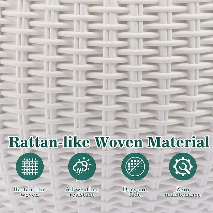 13.4 inch Self Watering Hanging Rattan Planter Large Capacity Root Rot Resistant Water Storage with Water Level Indicator Dual Use for Indoor Balcony Decoration (Pack of 2 White)