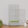 Casaphoria Metal Raised Garden Bed with Trellis and Wheels 72x35x16 Planter Box for Climbing Plants Vegetables &amp Vines Features Drainage Holes and Privacy Screen Grey-Net