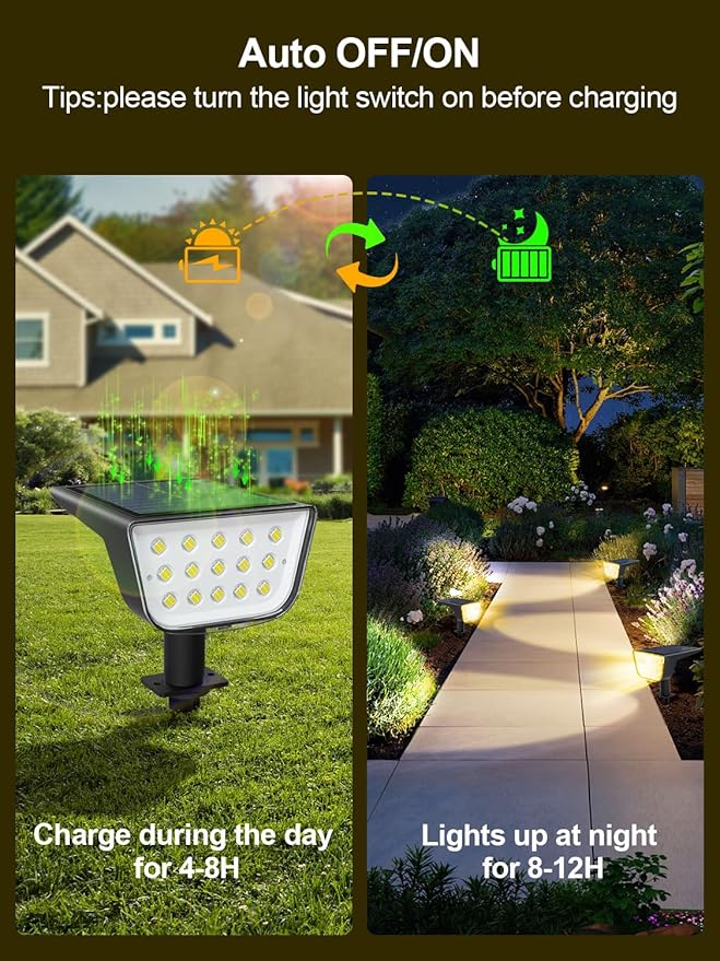 Solar Spot Lights Outdoor Ultra Bright Solar Garden Lights Warm White IP68 Waterproof Landscape Spotlights 800LM 2700K for Yard Garden Wall Driveway 8 Pack
