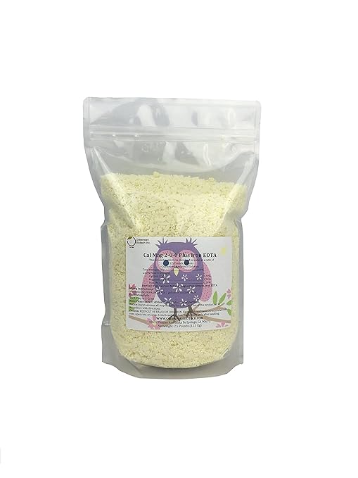 Greenway Biotech Cal-Mag Plus 2-0-0 Calcium Magnesium Supplement - 3.2% Calcium 1.2% Magnesium Chelated Iron (EDTA) - Water Soluble for Hydroponics Coco Coir RO Water - Heavy Metal Tested - 5 LB