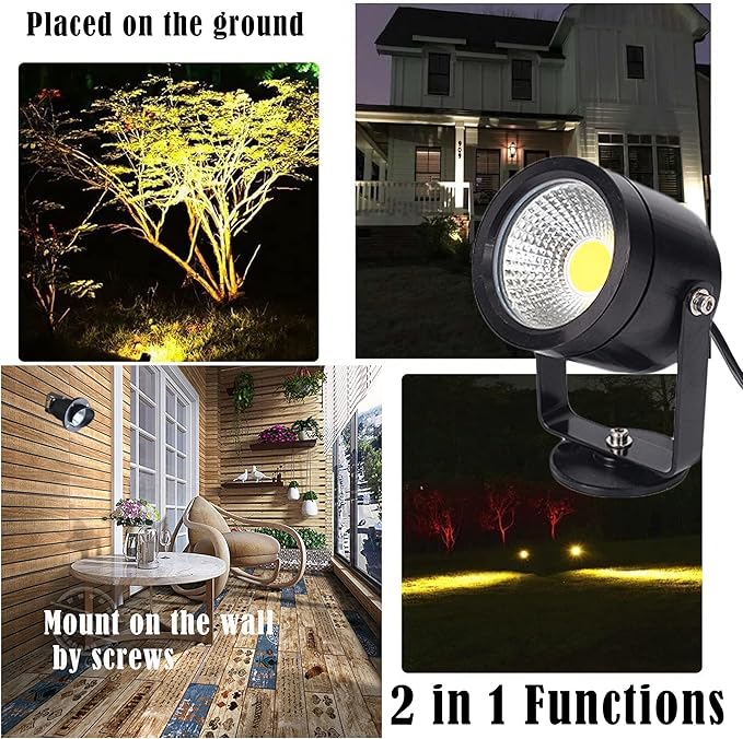 Outdoor LED Spotlight Timer Waterproof Bright Outdoor Flag Light Landscape Automatic Mini Lawn Lamp 5W Graden Lights Lawn Decorative Lamp with Plug Courtyard Front Yard Warm White