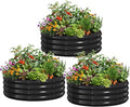 DoCred 3 Pack 3x3x1Ft Round Galvanized Raised Garden Bed Metal Garden Bed Outdoor Kit for Gardening Above Ground Planter Box for Plants Vegetables Herbs Flowers Black