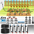 Drip Irrigation Kit Automatic Watering System 115FT Misting Sprinkler DIY Devices with 1/4 &amp 1/2 Tubing Hose Adjustable Nozzle Emitters Quick Connectors for Greenhouse Garden Patio
