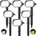 Brightown 6Pack Solar Spot Lights Outdoor [Cool &amp Warm Light 2-in-1] IP67 Solar Lights Outdoor Waterproof with 1800mAh Two Mounting Methods Outdoor Solar Lights for Yard Garden and Pathway