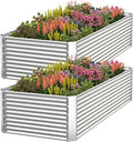 2 Pack Tall Corrugated Galvanized Steel Raised Garden Bed Outdoor Metal Above Ground Garden Bed for Vegetables and Flowers Rectangle Raised Beds for Gardening-3x2FT