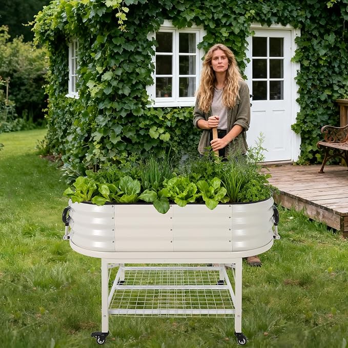 Galvanized Raised Garden Bed Kit with Cover Large Corrosion-Resistant Planter Raised Beds for Vegetables and Flowers Sturdy Outdoor Metal Garden Raised Beds with Reinforced Structure Easy Assembly
