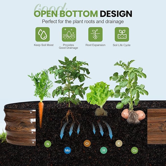 G GOOD GAIN Raised Garden Beds - 8x2x1ft Galvanized Planter Boxes Kit with Protective Tape &amp Gloves &amp Tools | Oval Metal Outdoor Raised Bed for Gardening Vegetables Fruits Flowers Herbs Gr