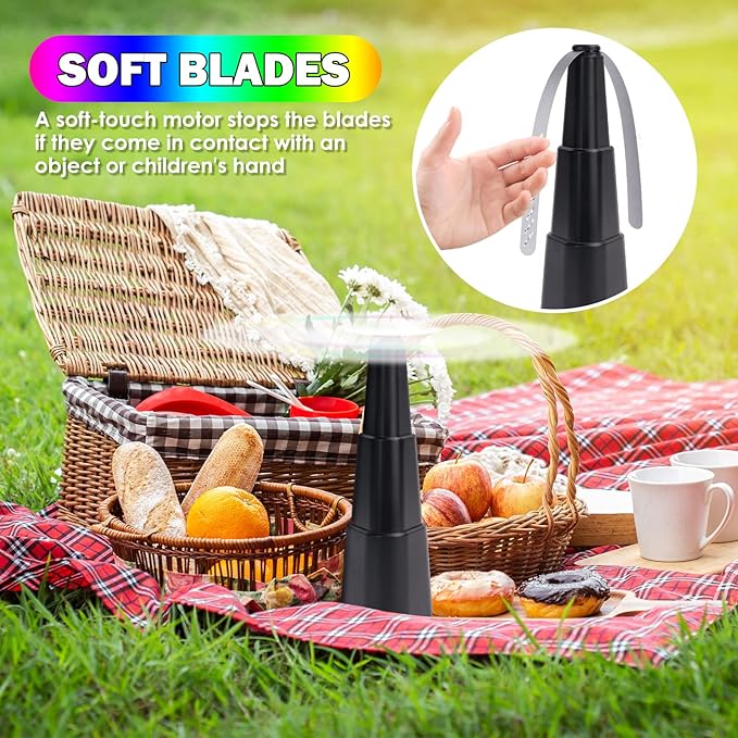 Fly Fans for TablesFood Indoor Outside4 Pack Portable Outdoor Picnic FanBatteries Powered Table Restaurant Party HomeOutdoor Dinner(Black)