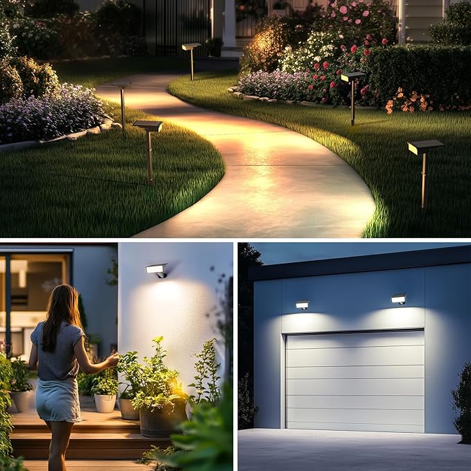 Consciot Solar Lights Outdoor Waterproof 3000/5000/6500K Solar Garden Light Adjustable 170° Spot Lights for Outside Yard Landscape Lighting Pathway Halloween IP65 Auto On/Off 4 Pack WS002UCW